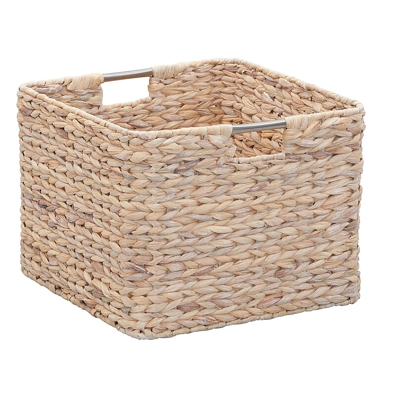 Household Essentials Woven Storage Wicker Basket with Handles, White (ML-6952) image 1