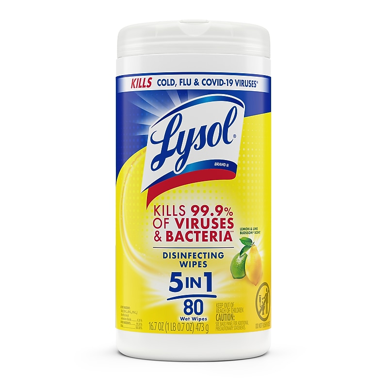 Lysol Disinfecting Wipes, Lemon & Lime Blossom, 80 Wipes/Pack (1920077182) image 1