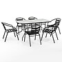 Flash Furniture Lila 55" Patio Table with Umbrella Hole and 6 Slat Stack Chairs, Black (TLH089R017CBK6)~#|#~95156430-969C-4219-887F4237642326E1_sc7