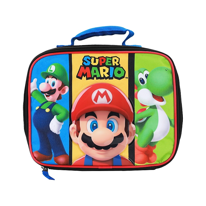 Bioworld Kids' Mario, Luigi, and Yoshi Insulated Lunch Bag, Multicolor (LXB68ADSMBSB00) image 1