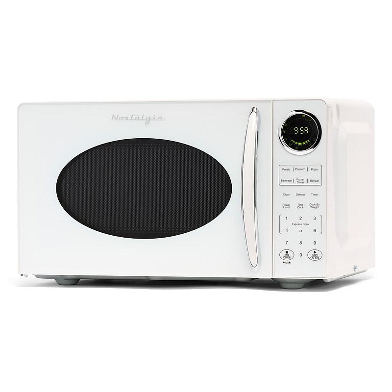 Nostalgia Retro 0.9 Cubic Foot Countertop Microwave, White (NRMOGZ9WH6A) image 1