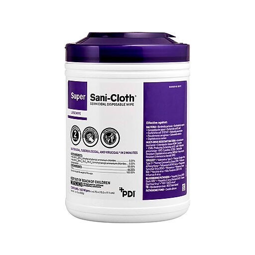 PDI Super SaniCloth Disinfecting Wipes, 75 Wipes/Container (P86984