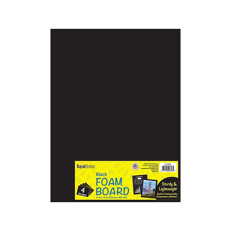Royal Brites Foam Board, 11" x 14", Black, 4/Pack (20306) image 1