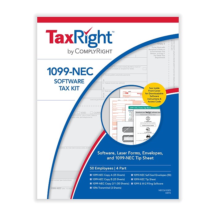Tax_. プロフ必読 TaxRight 2026 1099-NEC Tax Forms Set with Envelopes & Software, 4