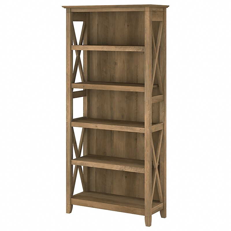 Bush Furniture Key West 66"H 5-Shelf Bookcase with Adjustable Shelves, Reclaimed Pine Laminated Wood (KWB132RCP-03) image 1