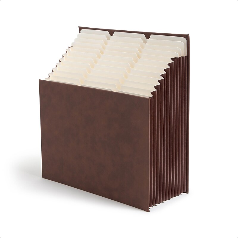 Smead Stadium 50% Recycled Heavy Duty Reinforced Faux Leather Accordion File, 12 Pocket, Letter, Saddle (70228) image 1