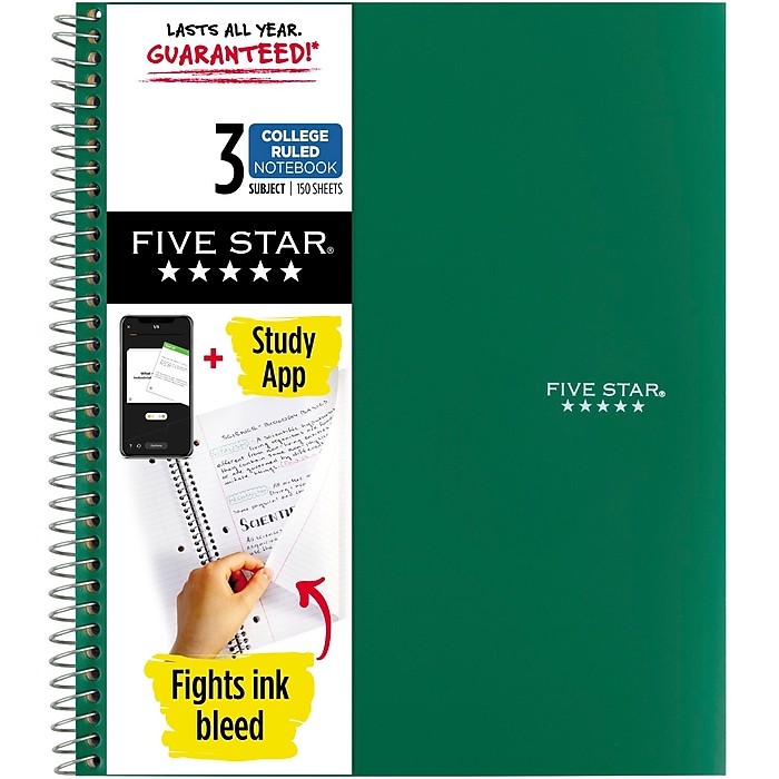 Five Star 3-Subject Notebooks, 8.5 Five Star 3-Subject Notebooks, 8.5