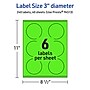 Avery Laser/Inkjet Multipurpose Circle Labels, 3" Dia., Neon Green, 240/Pack (94513)~#|#~953B98E3-0B25-4379-AD75E8F7FACE5CC3_sc7