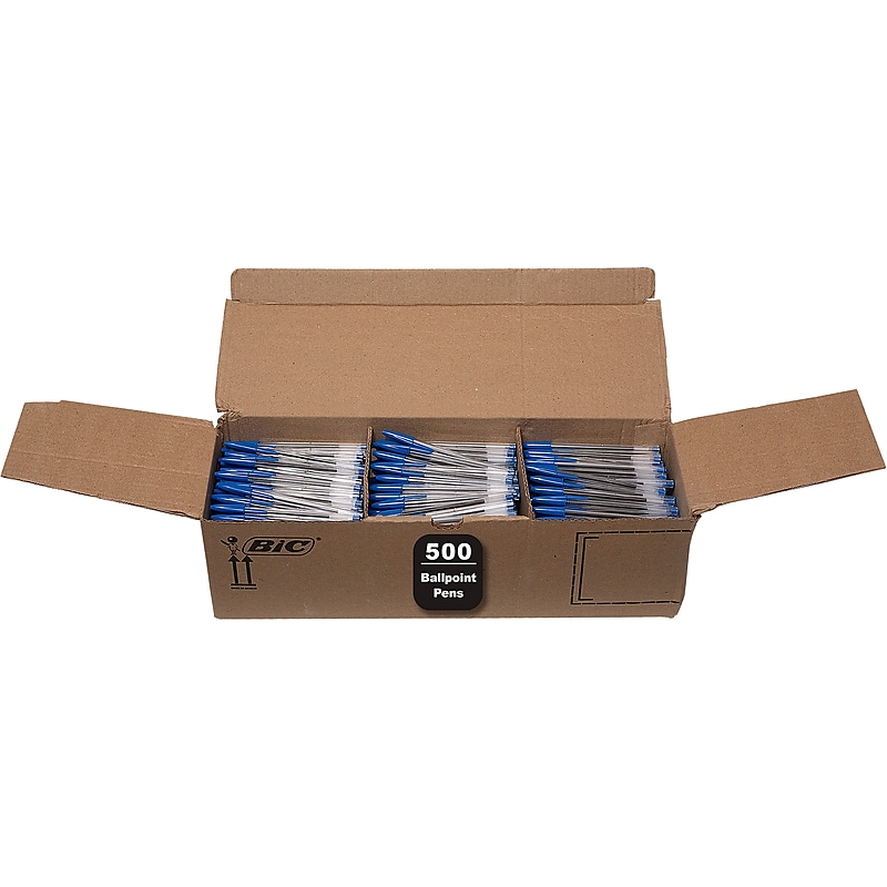 BIC Cristal Xtra Smooth Ballpoint Pen, Medium Point, Blue Ink, 500/Pack (MS500E-BLU) image 1