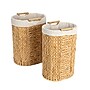 Household Essentials Handwoven Water Hyacinth Oval Hamper Set with Cotton Lining, Natural, 2/Set (HE1163)~#|#~953F22DE-ABF5-46D7-8D5475C03A9FAE83_sc7