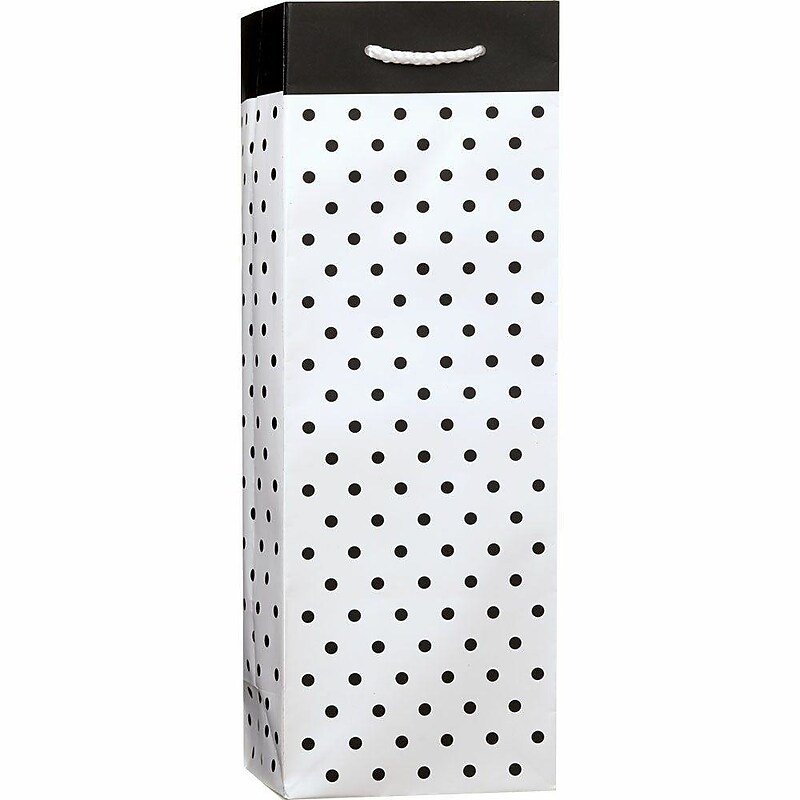 JAM Paper Black and White Dotted Wine Gift Bags, 3/Pack (52622309943) image 1