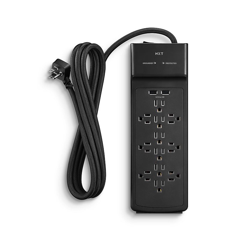 NXT Technologies™ 12-Outlet Plus USB Surge Protector, 8' Braided Cord, 3900 Joules (NX54319) image 1