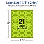 Avery Printable Oval Multipurpose Labels, 1-1/8" x 2-1/4", Bright Green, 420/Pack (94054)~#|#~95514461-EB6B-42D9-BD1AB9C8345F0FEF_sc7
