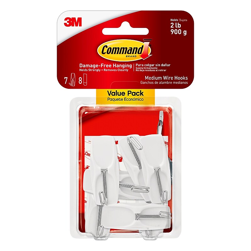 Command Damage Free Medium Hook, 2 lb, White, 7/pack (17065-VPES) image 1