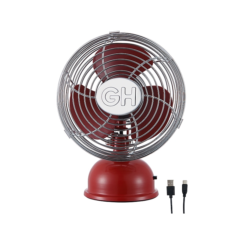 Good Housekeeping 5" Oscillating Portable Fan, 1-Speed, Red/Silver (92521) image 1