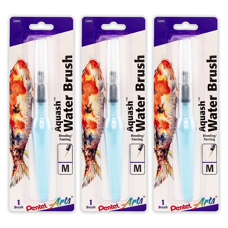 Pentel Arts Aquash Nylon Watercolor Brush, 3/Bundle (PTAFRHMBP-3) image 1