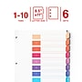 Staples Customizable Table of Contents Numeric Dividers, 10-Tabs, 6 Sets, Multicolor (ST62970)~#|#~9556A968-22FD-401A-AA7488FC091A6581_sc7