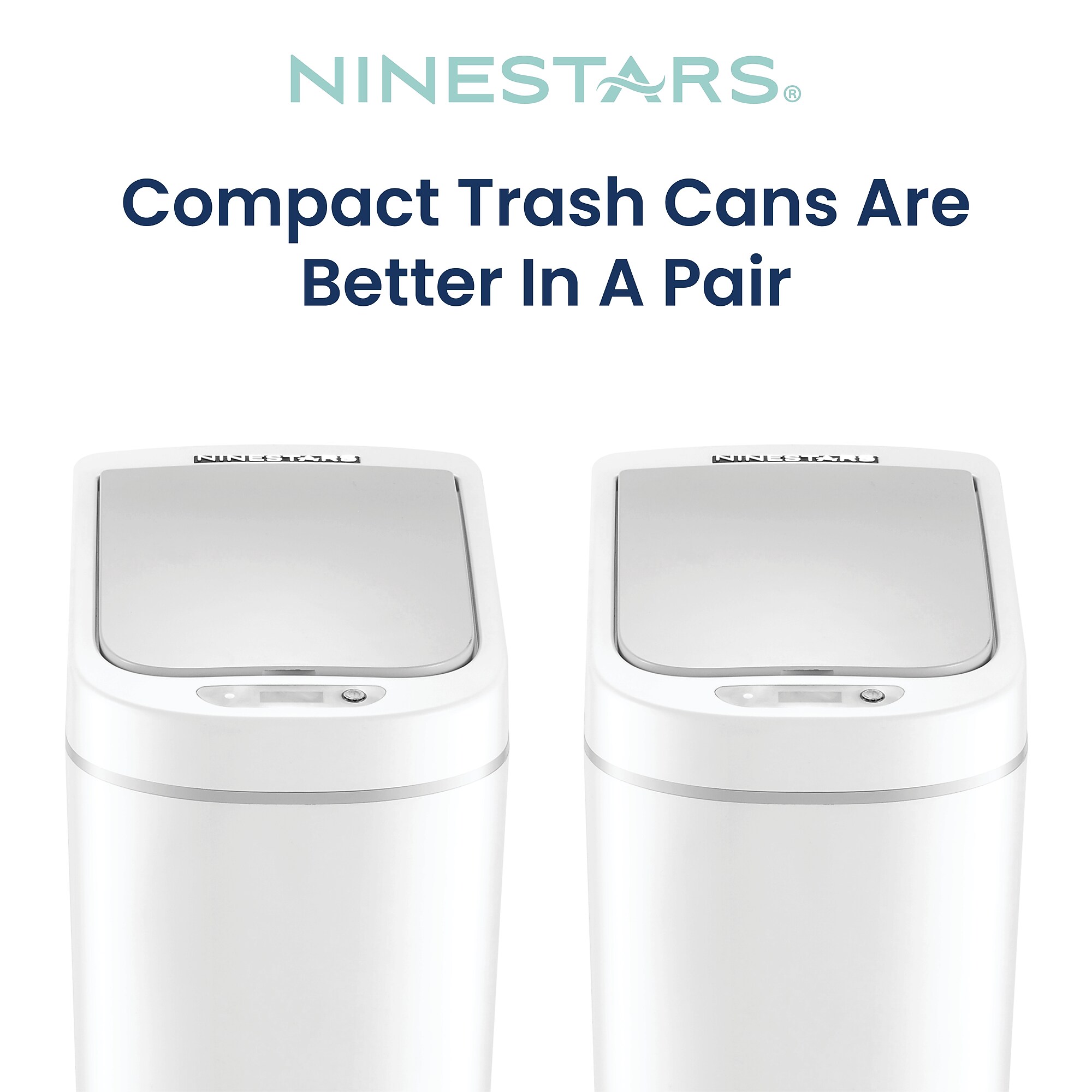 Nine Stars Trash Can Plastic Indoor Sensor Trash Can, 1.85 Gallon, White, 2/Pack (DZT-7-2B) Sansujyuku sansujyuku.com