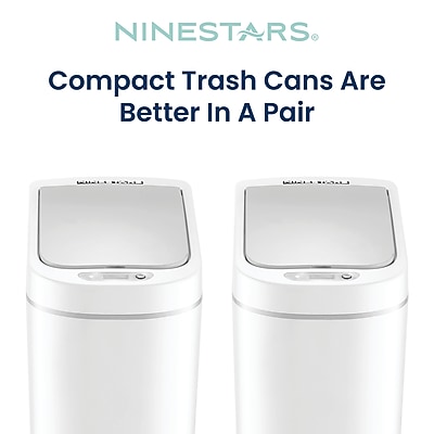Nine Stars Trash Can Plastic Indoor Sensor Trash Can, 1.85 Gallon, White, 2/Pack (DZT-7-2B) Sansujyuku sansujyuku.com