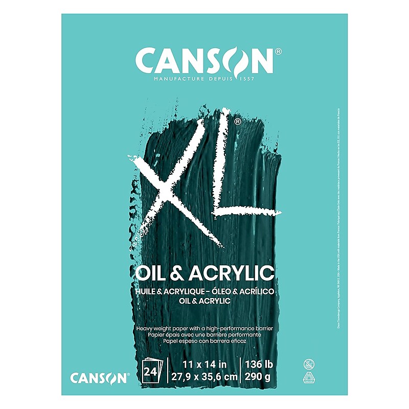 Canson XL Series 11" x 14" Oil & Acrylic Pad, 24 Sheets/Pad (MCXC400026878) image 1