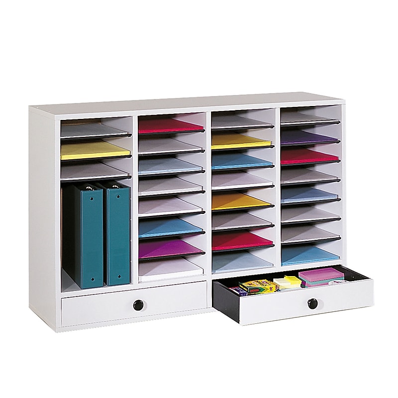 Safco 32-Compartment Wood Compartment Storage, Gray (9494GR) image 1
