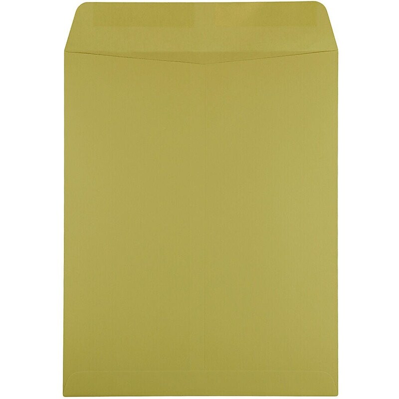 JAM Paper Booklet Envelope 10" x 13", Chartreuse, 50/Pack (212813512i) image 1