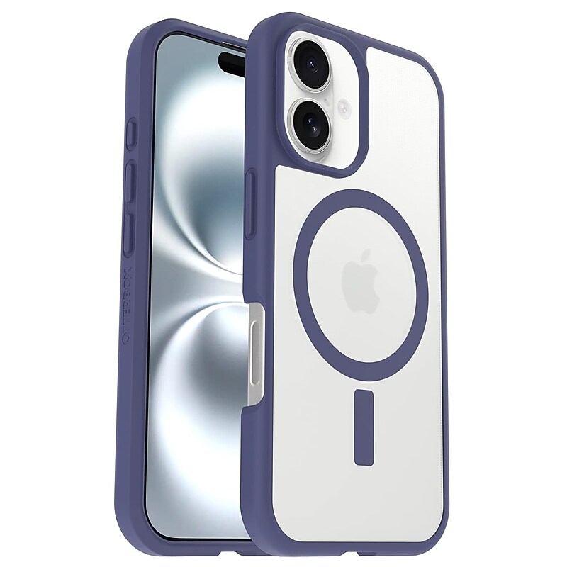 OtterBox React Series MagSafe Phone Case for iPhone 16, Shock Absorbing, Clear/Purple (77-99685) image 1
