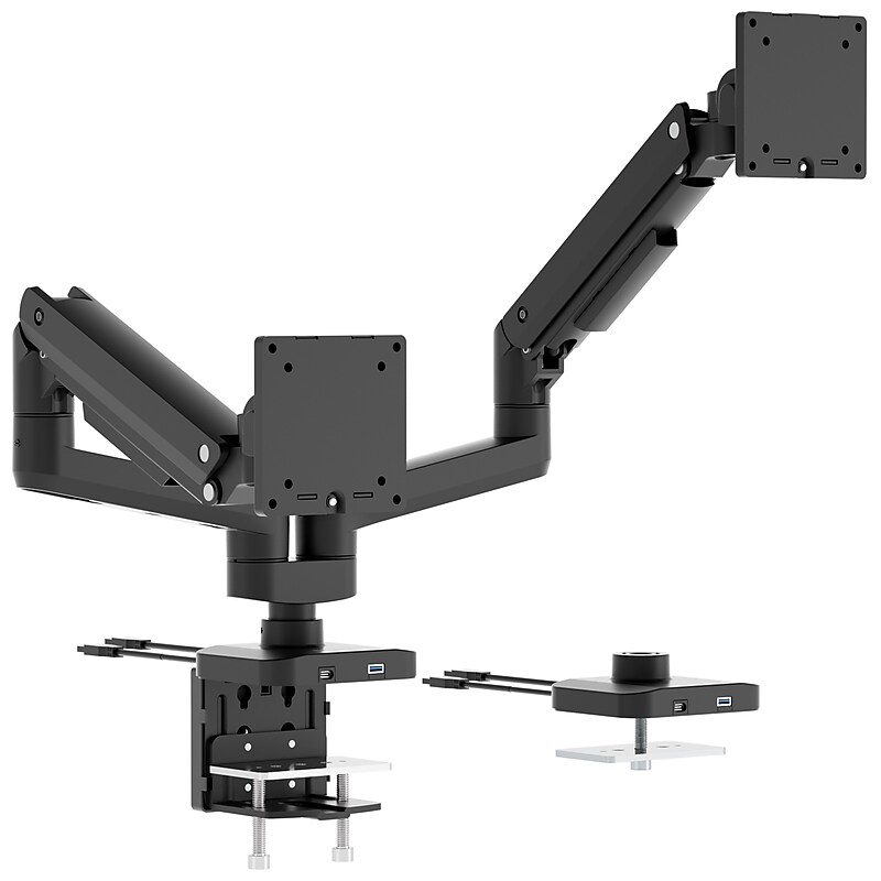 Mount-It! ProFlex Adjustable Heavy-Duty Dual Monitor Mount with Gas Spring Arms, Fits 17"–35" Screens, Matte Black image 1