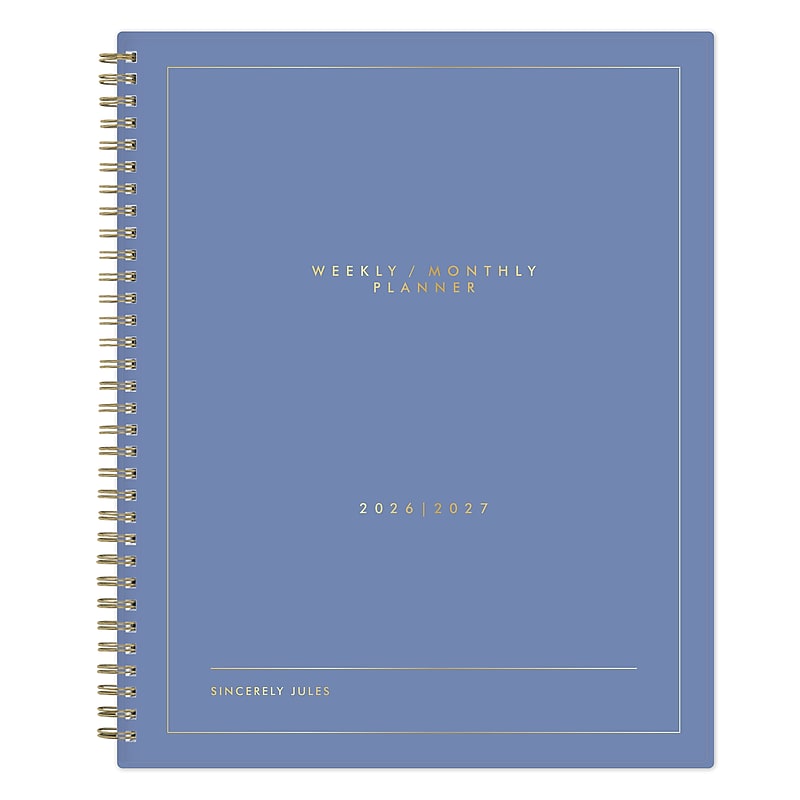 2026-2027 Blue Sky 8" x 11" Academic Year Weekly & Monthly Planner, Plastic Cover, Sincerely Blue (159096) image 1