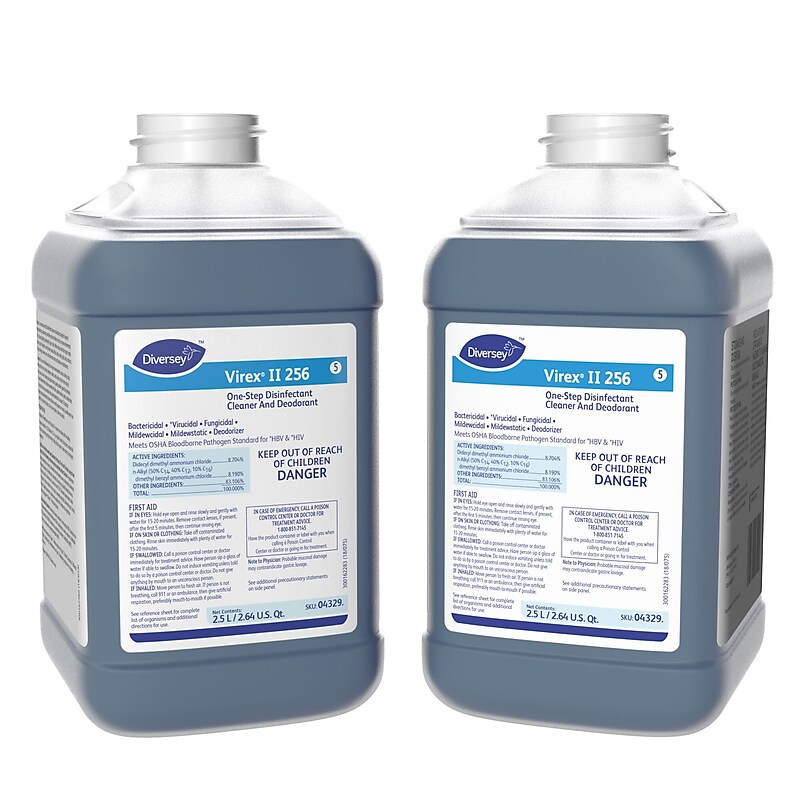 Virex II 256 One-Step Disinfectant for Diversey J-Fill, Mint Scent, 84.5oz., 2/Carton (04329) image 1