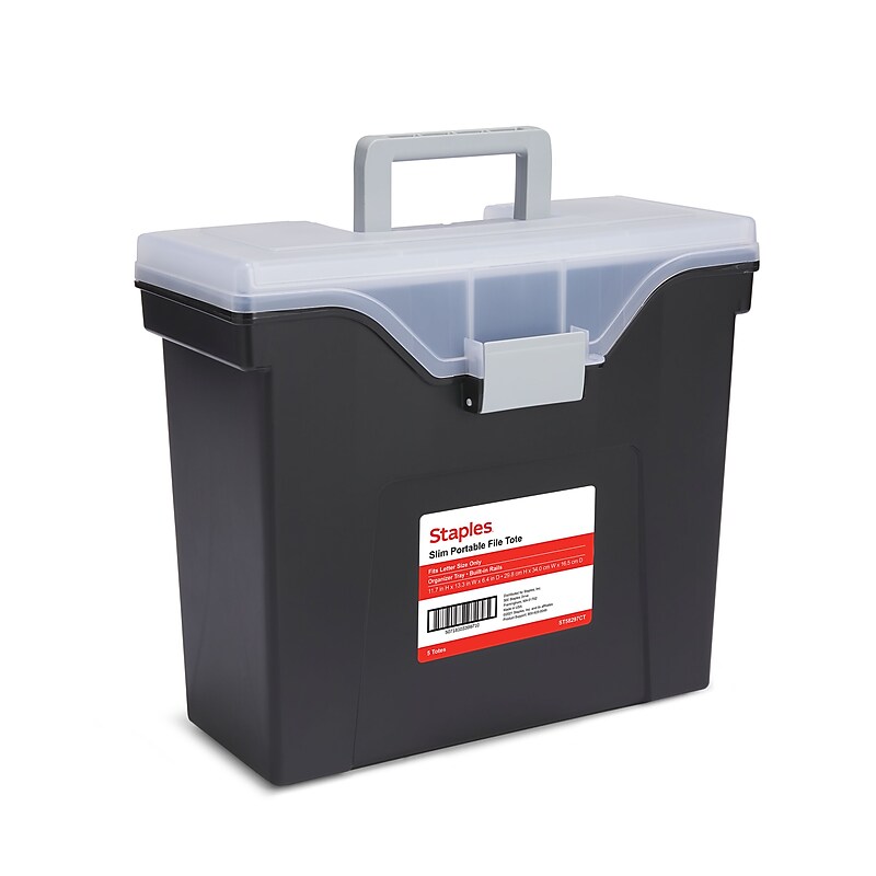 TRU RED™ Slim Portable File Tote, Letter Size, Black, 5/Carton (TR58297CT) image 1
