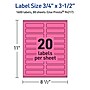 Avery Laser/Inkjet Rectangle Multipurpose Labels, 0.75" x 3.5", Bright Pink, 1600/Box (94217)~#|#~959D3F34-0C1C-49FC-9FDA3FC32E00D1CD_sc7