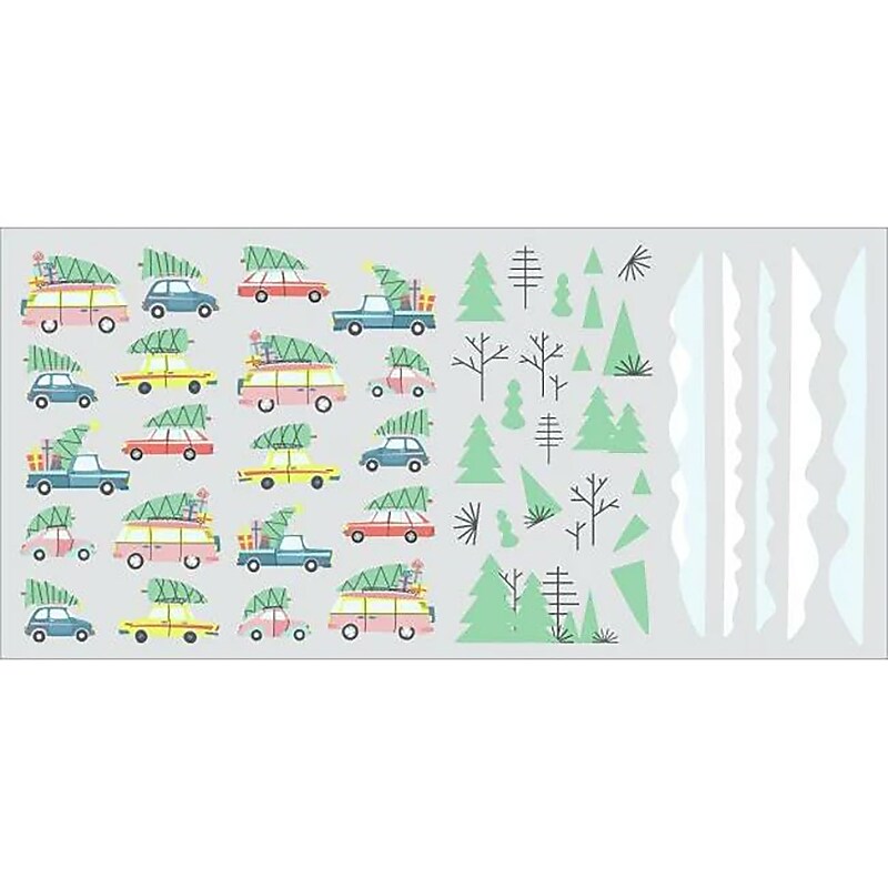 RoomMates Retro Christmas Cars Wall Decal Set, Holiday (RMK4478SCS) image 1