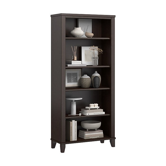 Bush Home Somerset Tall 5 Shelf Bookcase, Mocha Cherry (WC81865