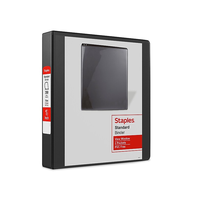 Staples 1 1/2" 3-Ring View Binder, D-Ring, Black (55398/26437) image 1
