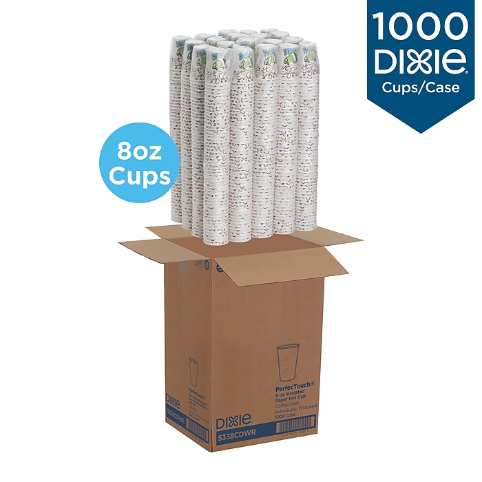 Dixie PerfecTouch Individually Wrapped Insulated Paper Hot Cup, 8
