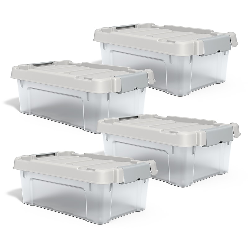Staples 12 Qt. Latch Lid Storage Bin, Clear, 4/Pack (TR58304) image 1