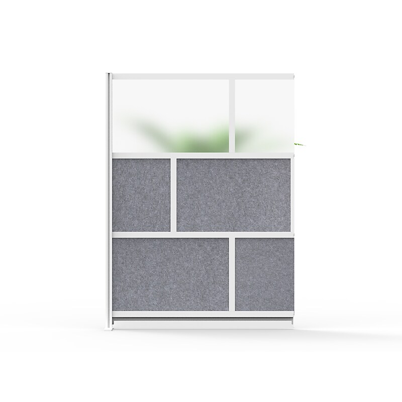 Luxor Modular Room Divider Add-On Wall, 70"H x 53"W, Gray/Frosted PET/Acrylic (MW-5370-XFCG) image 1