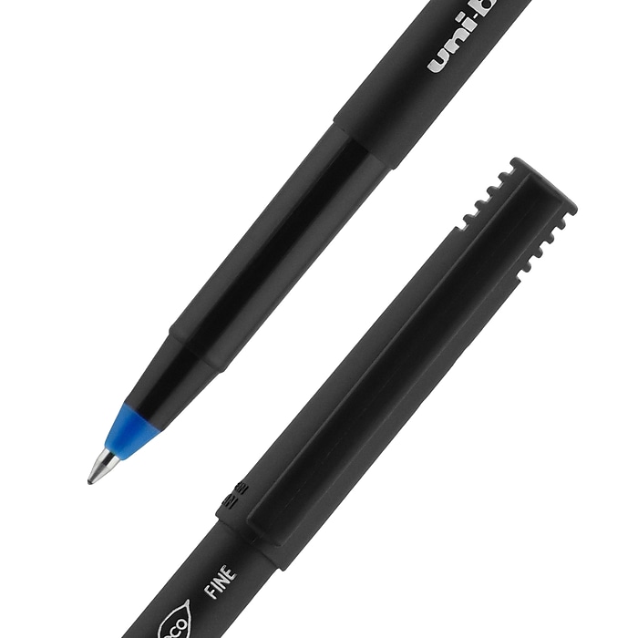 uni-ball Onyx Rollerball Pens, Fine Point, Blue Ink, Dozen