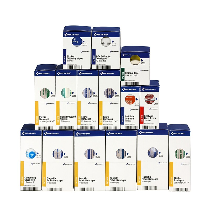 SmartCompliance 25 Person First Aid Cabinet Refill Kit for 1001-FAE-0103, 15 Refill Boxes, 132 Pieces (700001) image 1