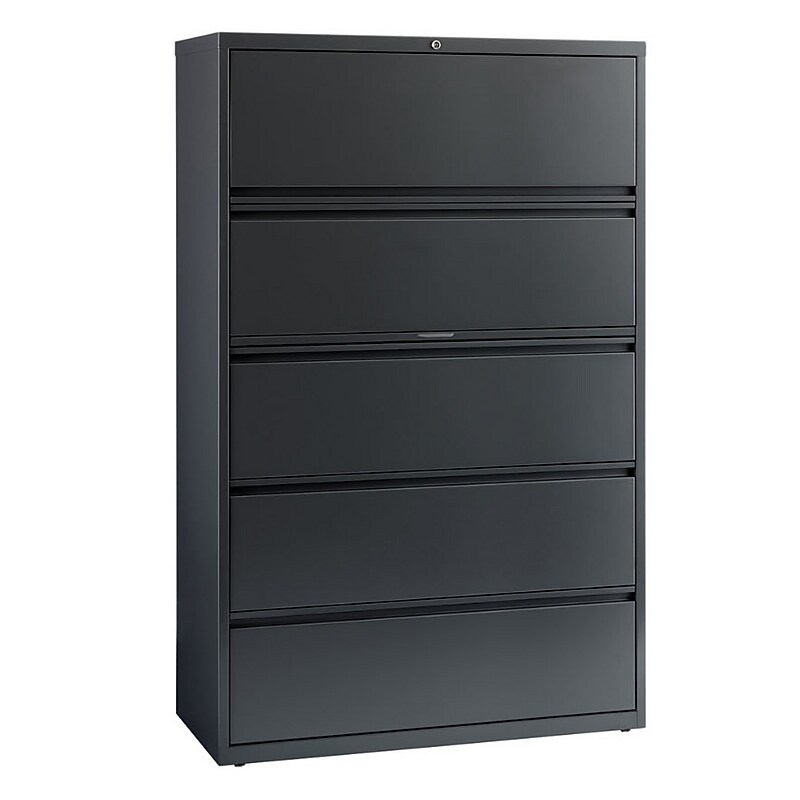 Staples 5-Drawer Lateral File Cabinet, Locking, Letter/Legal, Charcoal, 42"W (26828D) image 1