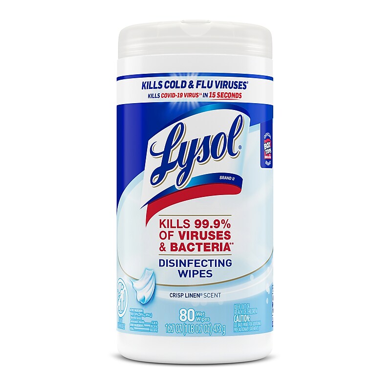 Lysol Disinfecting Wipes, Crisp Linen, 80 Wipes/Pack (1920089346) image 1