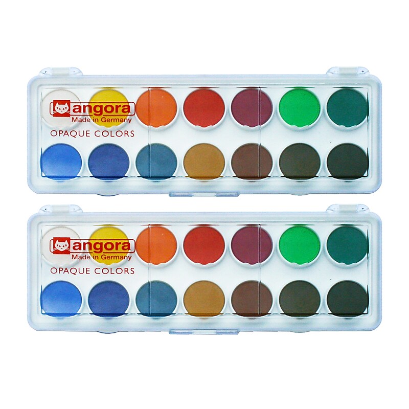 Talens Angora Opaque Watercolor General Set Per Set, Assorted Colors, 14-Pan, 2 Sets/Bundle (AGR95960112-2) image 1
