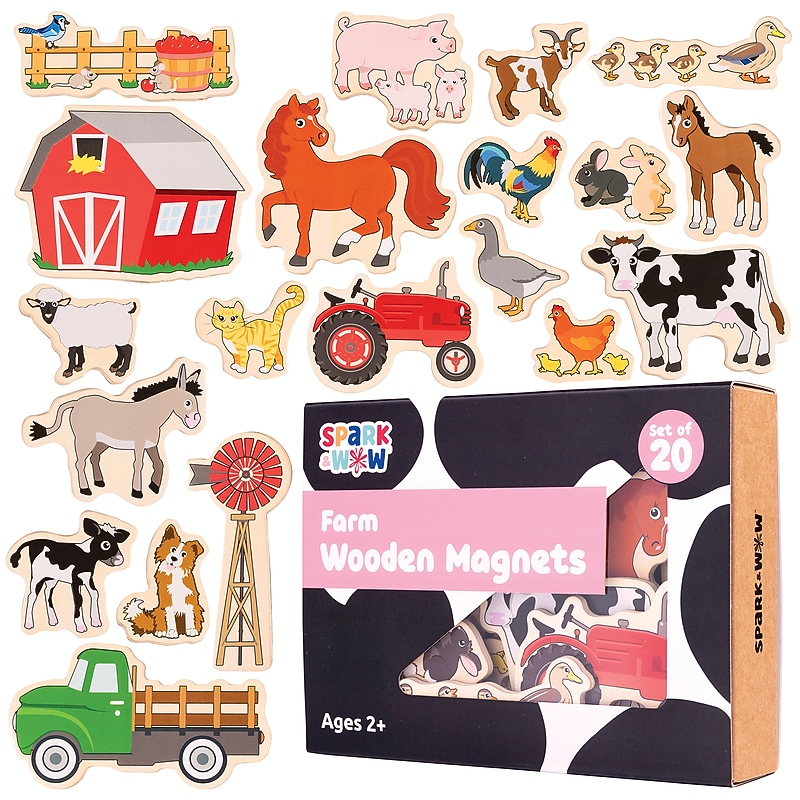 Spark & Wow Wooden Farm Magnets, 20/Set (CTUSW400023) image 1