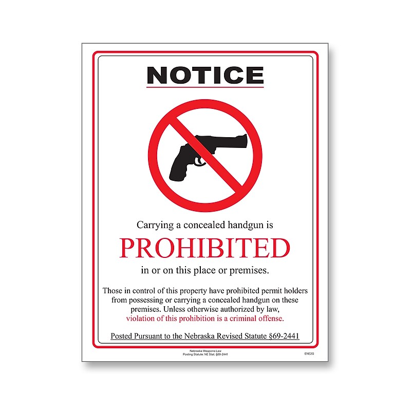 ComplyRight Weapons Law Poster, Nebraska, English (U1200CWPNE) image 1