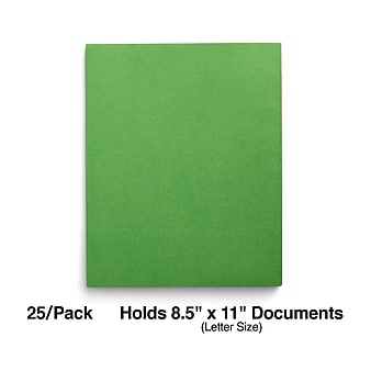 Staples Paper 2-Pocket Folders, Green, 25/Box (50753/27533-CC)