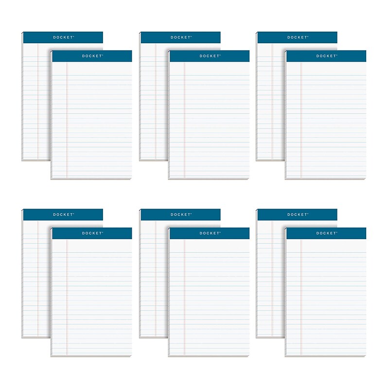 TOPS Docket Notepads, 5" x 8", Narrow Ruled, White, 50 Sheets/Pad, 12 Pads/Pack (TOP 63360) image 1