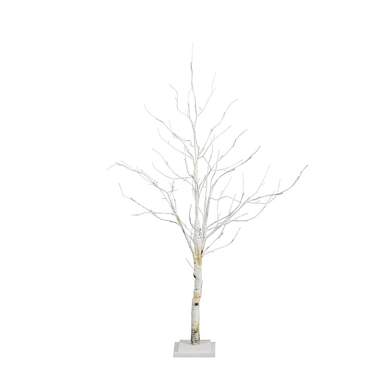 Nearly Natural 4-ft Pre-Lit Artificial White Birch Tree with 51 White LED Lights (T4930) image 1