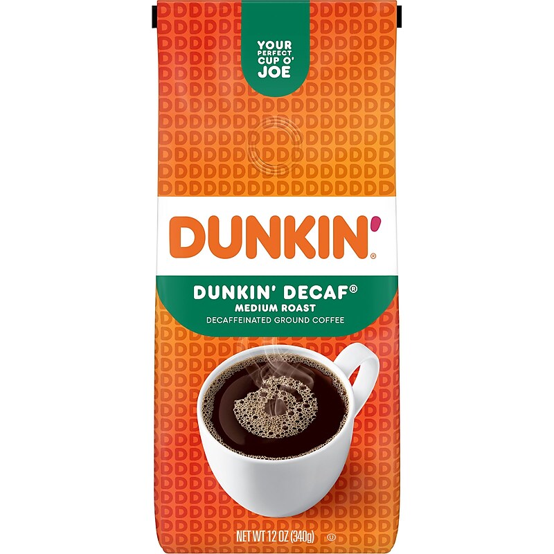 Dunkin' Decaf Original Blend Ground Coffee, Medium Roast, 12 oz., Each (SMU00048) image 1