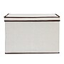 Household Essentials Large Stackable Folding Fabric Wide KD Storage Box With Lid, 12" x 18.5"x 15", 57.7 Qt., Cream (521-1)~#|#~95EE7353-4FCB-4B29-B66D76363EB9CB4B_sc7
